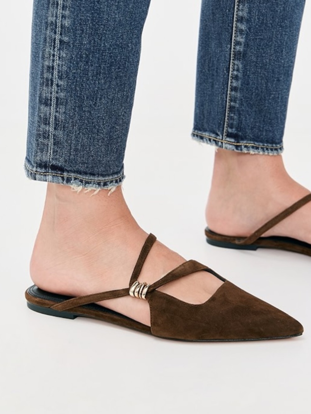 Vince Gilia Deep Cherry Burgundy Leather Strappy Pointed Toe Flat Mules size 7.5 - Picture 4 of 10
